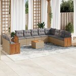 vidaXL Salon de jardin 11 Pièces avec coussins beige résine tressée