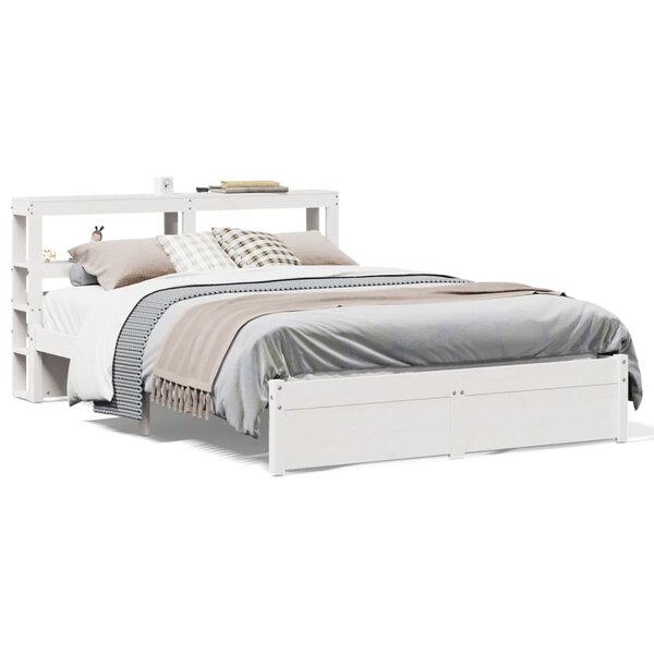 vidaXL Cadre de lit avec tête de lit sans matelas blanc 120x200 cm