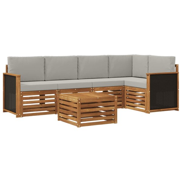 vidaXL Ensemble de canapé d'angle 5 Pièces Naturel et gris clair
