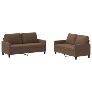 vidaXL Ensemble de canapés 2 Pièces avec coussins Marron Tissu