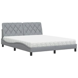 vidaXL Lit avec matelas gris clair 160x200 cm tissu