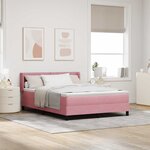 Lit Box Spring vidaXL avec Matelas Rose 160x200 cm Velours