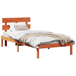 vidaXL Cadre de lit Marron 75 x 190 cm Bois de pin massif