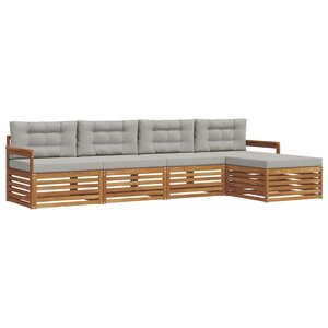 vidaXL Ensemble de canapés d'extérieur 5 Pièces Gris Naturel et Clair