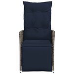 vidaXL Chaise de jardin inclinable avec coussins en résine tressée grise