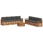 vidaXL Ensemble de canapés d'extérieur 9 pc Naturel et Anthracite