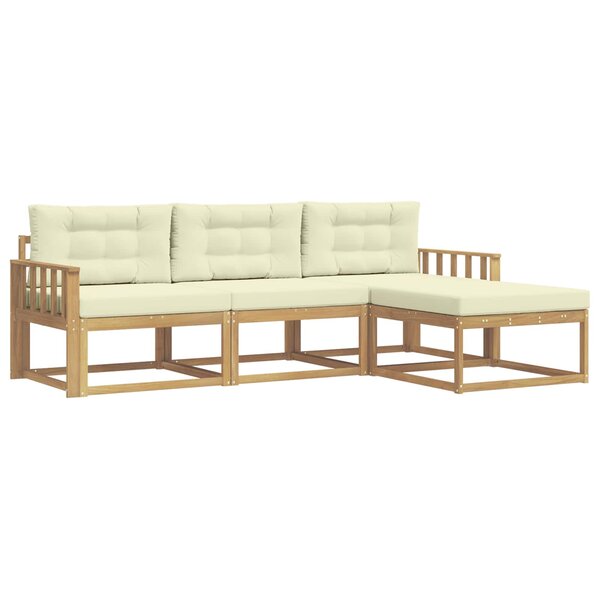 vidaXL Ensemble de canapés d'extérieur 4 pc Blanc et crème Polyester