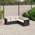 vidaXL Salon de jardin 5 Pièces avec coussins noir résine tressée