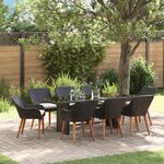 vidaXL Ensemble de salle à manger de jardin 9 pièces en poly rotin noir