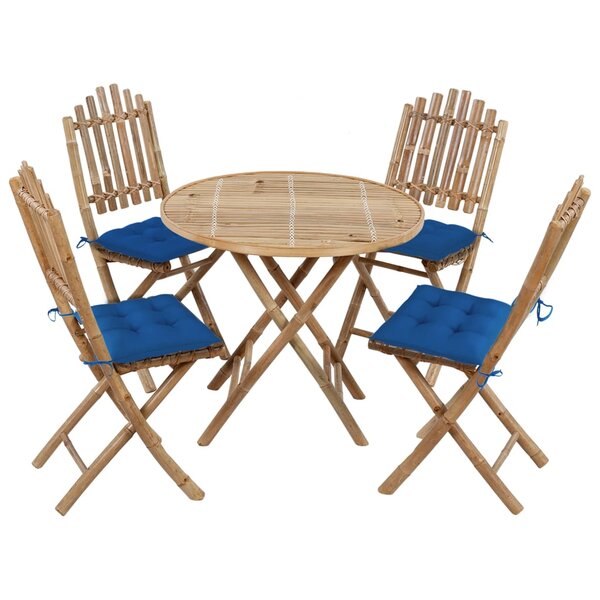 vidaXL Ensemble à manger d'extérieur pliable 5Pièces avec coussins Bambou