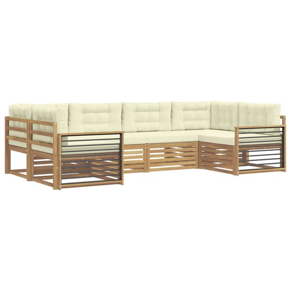 vidaXL Ensemble de canapés d'extérieur 6 pc Blanc et crème