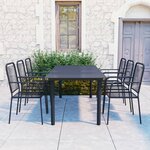 vidaXL Mobilier à dîner d'extérieur 7 Pièces Noir Verre et acier