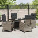 vidaXL Ensemble de jardin 5 pièces avec coussins gris poly rattan