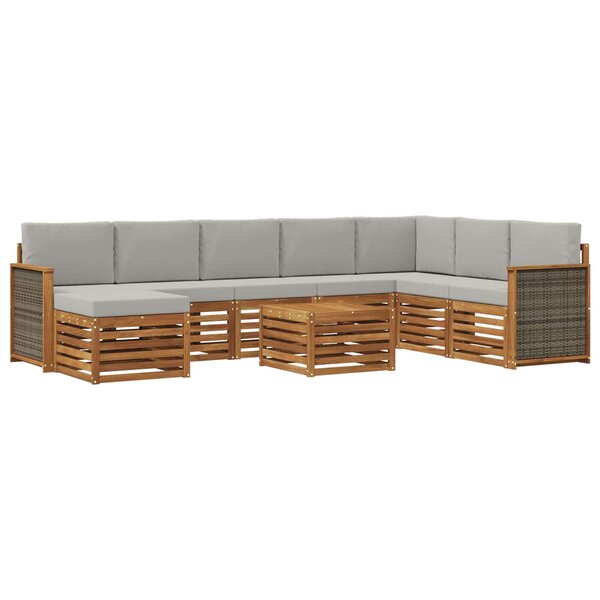 vidaXL Ensemble de canapés d'extérieur 7 pc Naturel et gris clair