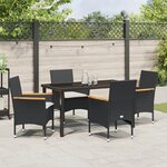 vidaXL Ensemble de salle à manger de jardin 5 pièces avec coussins en poly rotin noir
