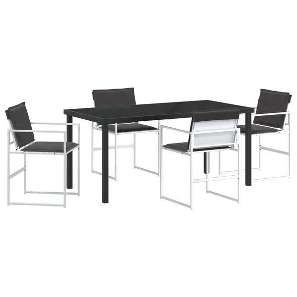 vidaXL Ensemble de salle à manger de jardin 5 pièces avec coussins en Textilène blanc et acier