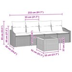 vidaXL Ensemble de 5 Canapés de Jardin avec Coussins Noirs en Polyrattan d'Acacia