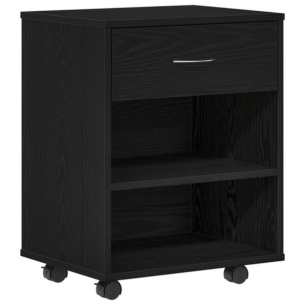 Meuble de rangement sur roulettes en chêne noir 46x36x59 cm en bois d'ingénierie