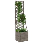 vidaXL Bac à fleurs avec Treillis Gris 35 x 30 x 135 cm polyrotin