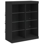 vidaXL Buffets avec lumières LED 3 Pièces noir bois d'ingénierie