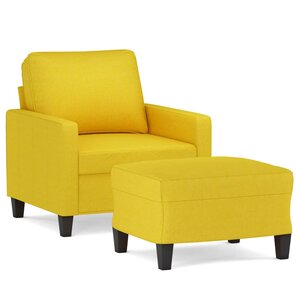 vidaXL Fauteuil avec repose-pied Jaune clair 60 cm Tissu