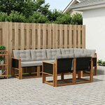 vidaXL Ensemble de canapés d'extérieur 7 pc Naturel et gris clair