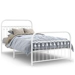 vidaXL Cadre de lit métal sans matelas et pied de lit blanc 107x203 cm