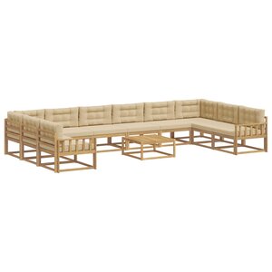 vidaXL Ensemble de canapés d'extérieur 11 pc Blanc et Beige