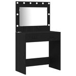 Set de coiffeuse 2 pièces avec LED en bois d'ingénierie noir