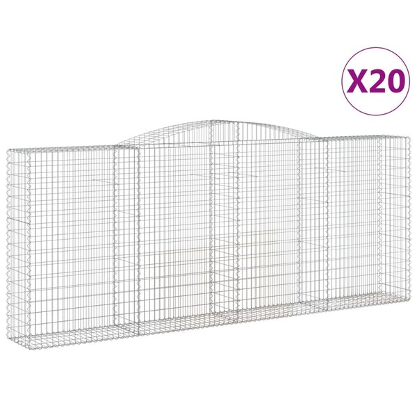 vidaXL Paniers à gabions arqués 20 Pièces 400x50x160/180 cm fer galvanisé