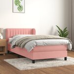 vidaXL Sommier à lattes de lit avec matelas Rose 90x190 cm Velours