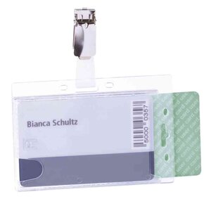 lot de 25 double porte-badges avec clip, transparent DURABLE