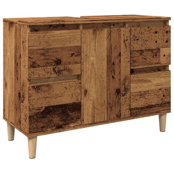 vidaXL Armoire d'évier vieux bois 80x33x60 cm bois d'ingénierie