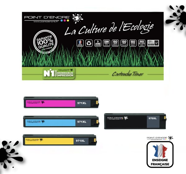 970XL / 971XL - NOIR / CYAN / MAGENTA / JAUNE - Grande capacité