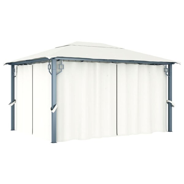 vidaXL Tonnelle avec rideau 400x300 cm Crème Aluminium
