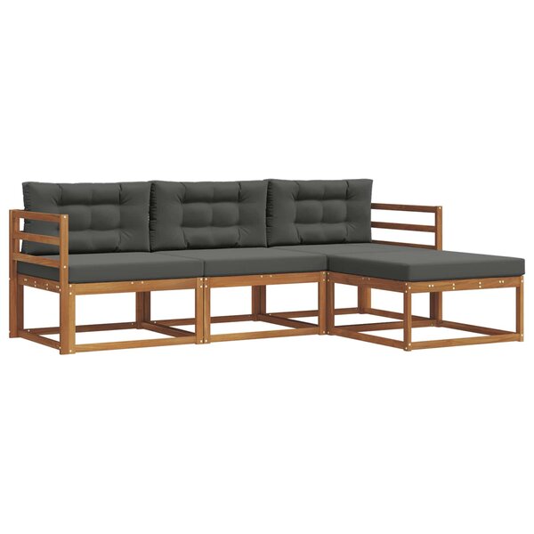 vidaXL Ensemble de canapés d'extérieur 4 Pièces Naturel et Anthracite