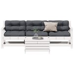vidaXL Salon de jardin 4 Pièces avec coussins blanc bois de pin massif