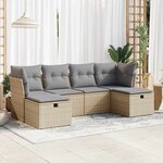 vidaXL Salon de jardin avec coussins 6 Pièces beige résine tressée