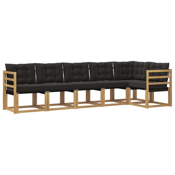 vidaXL Ensemble de canapés d'extérieur 6 pc Blanc et noir