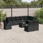vidaXL Salon de jardin 11 Pièces avec coussins noir résine tressée