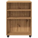 vidaXL Table d'appoint avec roues chêne artisanal bois d'ingénierie