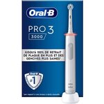 Brosse à Dents Électrique Oral-B Blanche - 2 Brossettes - Tete Ronde - 3 Modes de Brossage