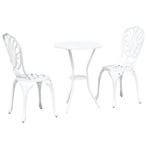 Ensemble de bistro de jardin 3 pièces vidaXL en aluminium blanc