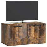 vidaXL Meuble TV mural Chêne fumé 59 5 x 31 x 30 cm Bois d'ingénierie