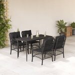 vidaXL Ensemble à manger de jardin coussins 5Pièces Noir Résine tressée