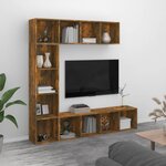 vidaXL Ensemble bibliothèque/meuble TV 3 Pièces Chêne fumé 180x30x180 cm