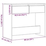 vidaXL Table console chêne noir 89x41x76 5 cm bois d'ingénierie