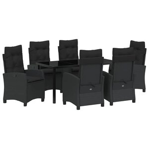 vidaXL Ensemble de salle à manger pour jardin 7 Pièces Noir polyrotin