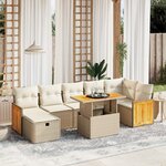 vidaXL Salon de jardin avec coussins 8 Pièces beige résine tressée