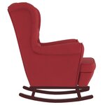 vidaXL Fauteuil à bascule à oreilles en velours rouge vin bois massif